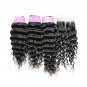 Onlyou Unprocessed Virgin Brazilian Deep Wave Bundles with Closure Natural Co...
