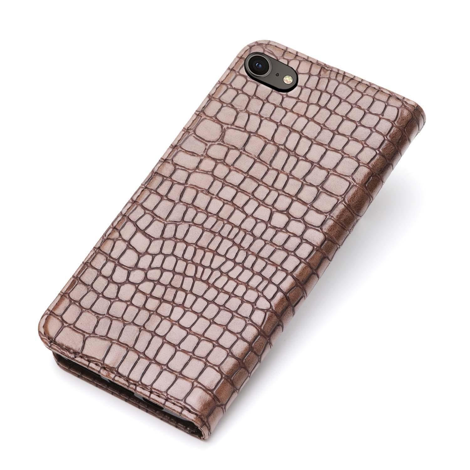 For Apple iPhone SE 2020 Case Crocodile Stylus Leather Wallet Premium Cover