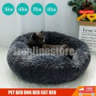 Dog Bed Pet Cat Calming Comfy Shag Fluffy Warm Bed Nest Mattress Donut Pad Grey