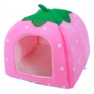 Pet Cat Dog Nest Strawberry Cute Bed Puppy Soft Warm Cave House Sleeping M L