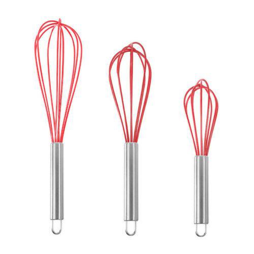 Silicone Whisk Set, Wire Whisk Kitchen Wisks for Cooking 3 Size Convenient #S08