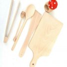 6 PIECE WOODEN KITCHEN UTENSIL SET COOKING TOOL NATURAL WOOD WITH BOARD