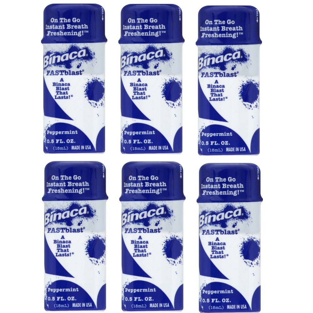 Binaca Fast Blast Breath Spray PepperMint 0.50 oz 6 pack