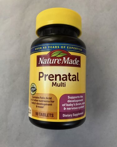 Nature Made Prenatal Multi Vitamins - 90 Tablets- Expiration 06/22