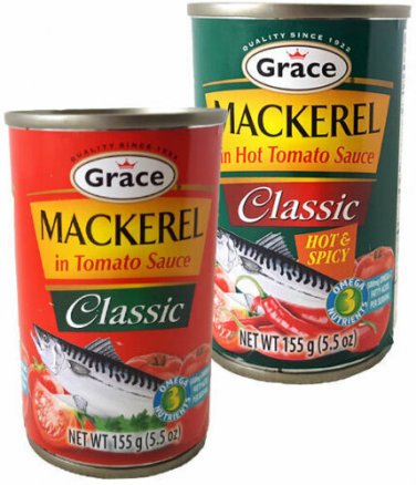 Grace Mackerel in Tomato Sauce 5.5 oz Tin Regular and Hot & Spicy