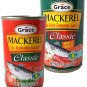 Grace Mackerel in Tomato Sauce 5.5 oz Tin Regular and Hot & Spicy