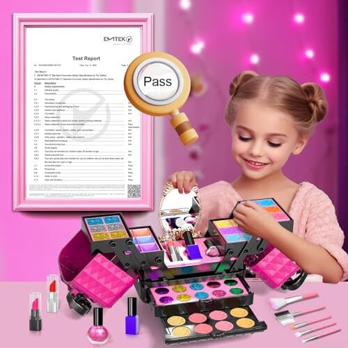 Kids Makeup Kit for Girl, 52 Pcs Pretend Toddlers Kids, Washable...