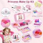 Kids Makeup Kit for Girl with 3-Color LED Lighted Mirror, DAUXONE Pink