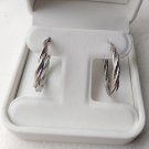 Leslie's 10K White Gold Polished Twisted Hoop Earrings