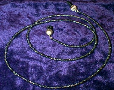 Silver Lined Black Glass Beaded Eyeglass Chain Leash Holder 24 in