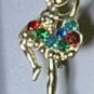 Multicolor Rhinestone Ballerina Pin 2 1/2"