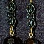 Black Bead & Chain Panel Wire Earrings