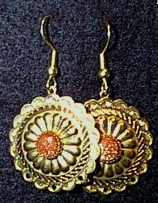 Goldstone in Golden Conchos Wire Earrings