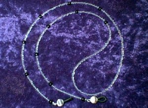 24" Small Crystal Clear Beaded Eyeglass Chain w Black