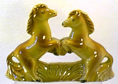 Glazed Double Horse Pony Figurine Made in Brazil 76?