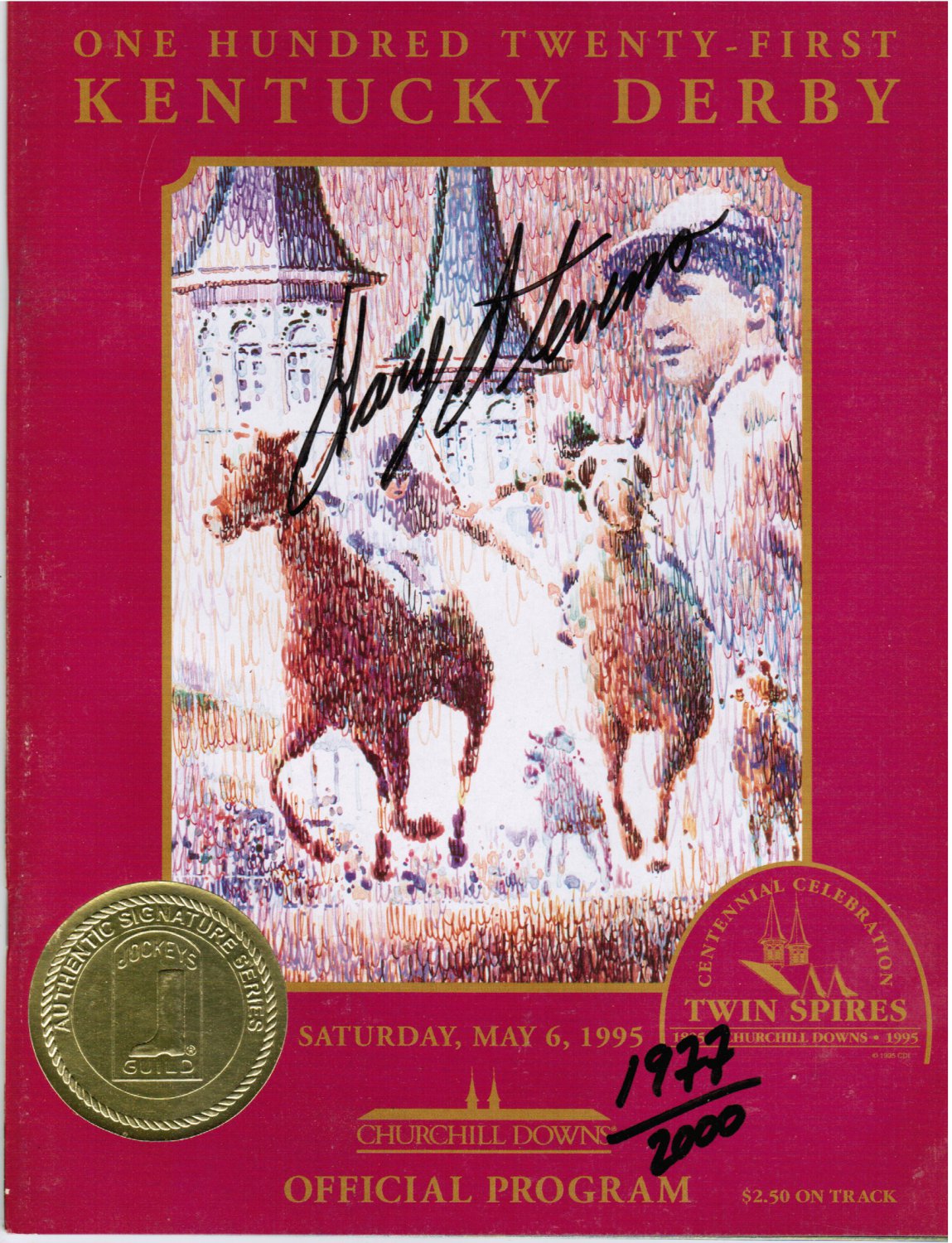 1995 Kentucky Derby Horse Racing Program Signed by Gary Stevens #'d 1977/2000