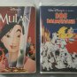Lot of 2 Walt Disney VHS Movies Mulan and 101 Dalmations