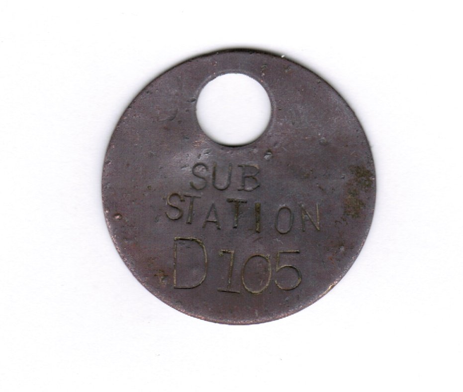 Vintage Sub Station Metal Terminal Tag