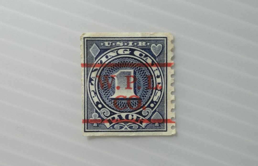 Playing Cards Pack 1 Cent Used Blue Tax Stamp US Internal Revenue Service
