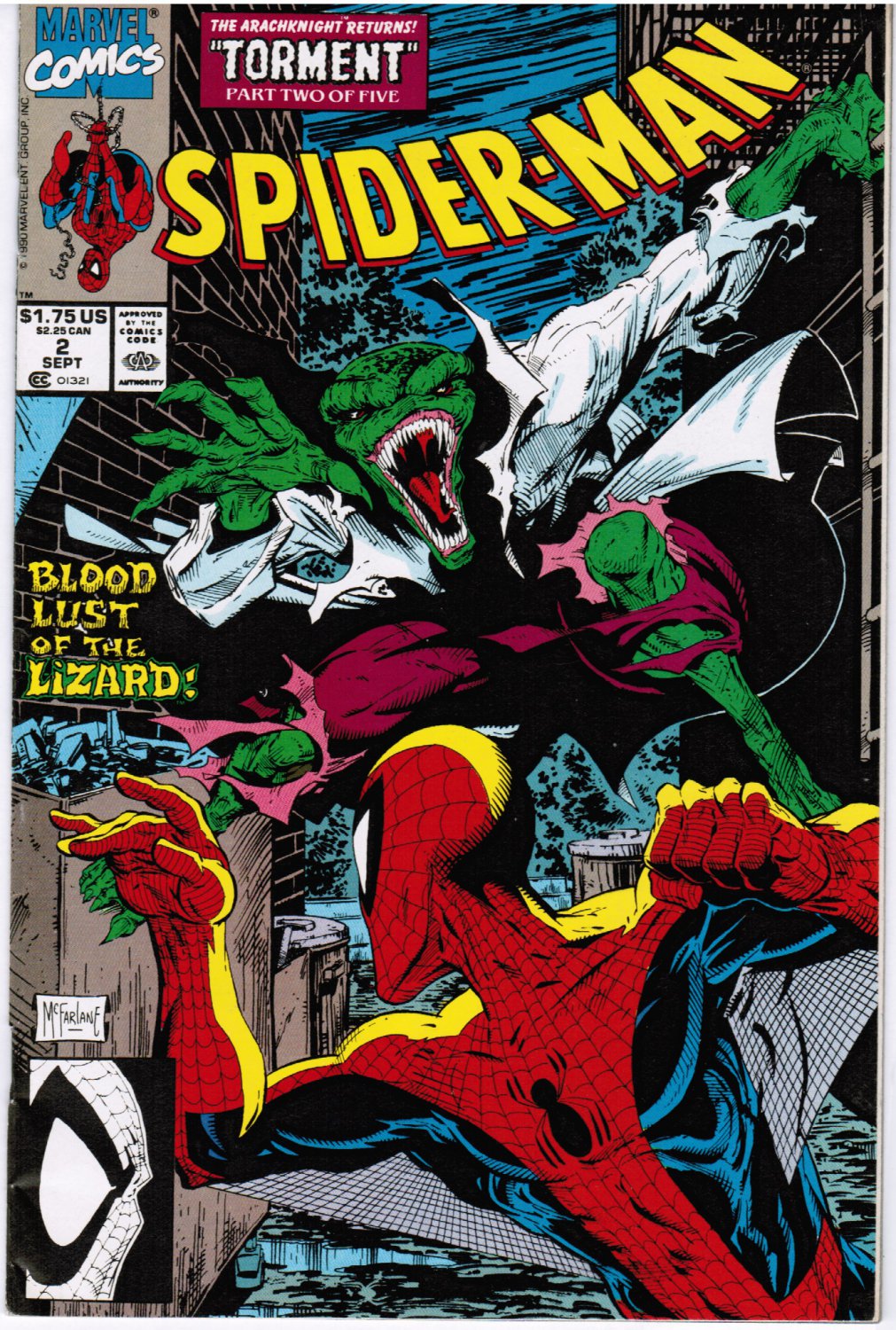 Spiderman #2 Marvel Comic 1990 Todd McFarlane Series Torment