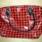 Authentic Kristine Red Black Checkerboard Tote Handbag Purse