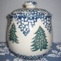 Folk Craft Sponge By Tienshan Blue White Green Christmas Cookie Jar