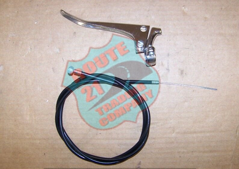 Chrome 7/8" LH brake lever & cable kit universal Mini Chopper, mini bike, custom