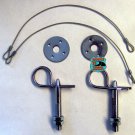 Vintage complete chrome snowmobile hood pin kit w/ lanyards, pins & scuff plates