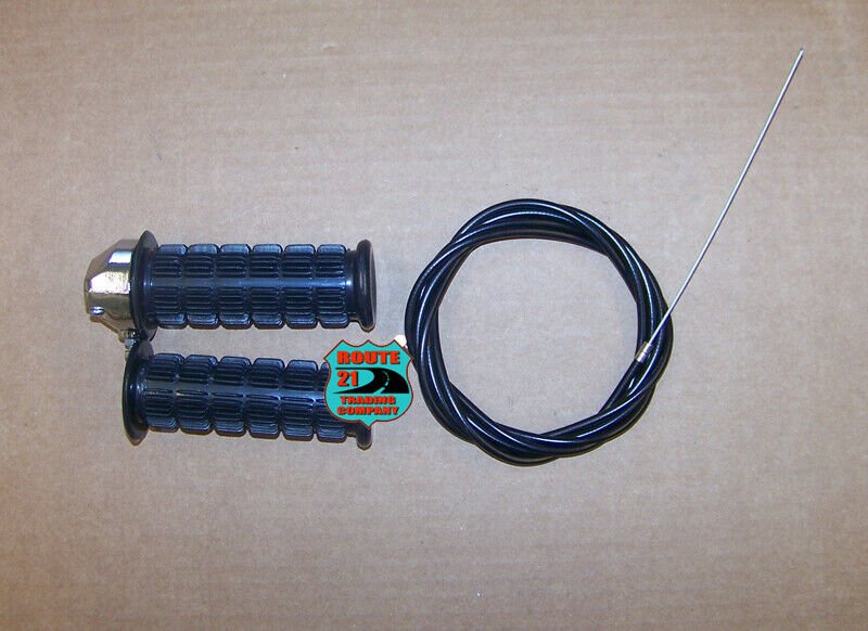 Chrome 1" twist throttle w/ grips, throttle cable mini bike Rupp, Fox