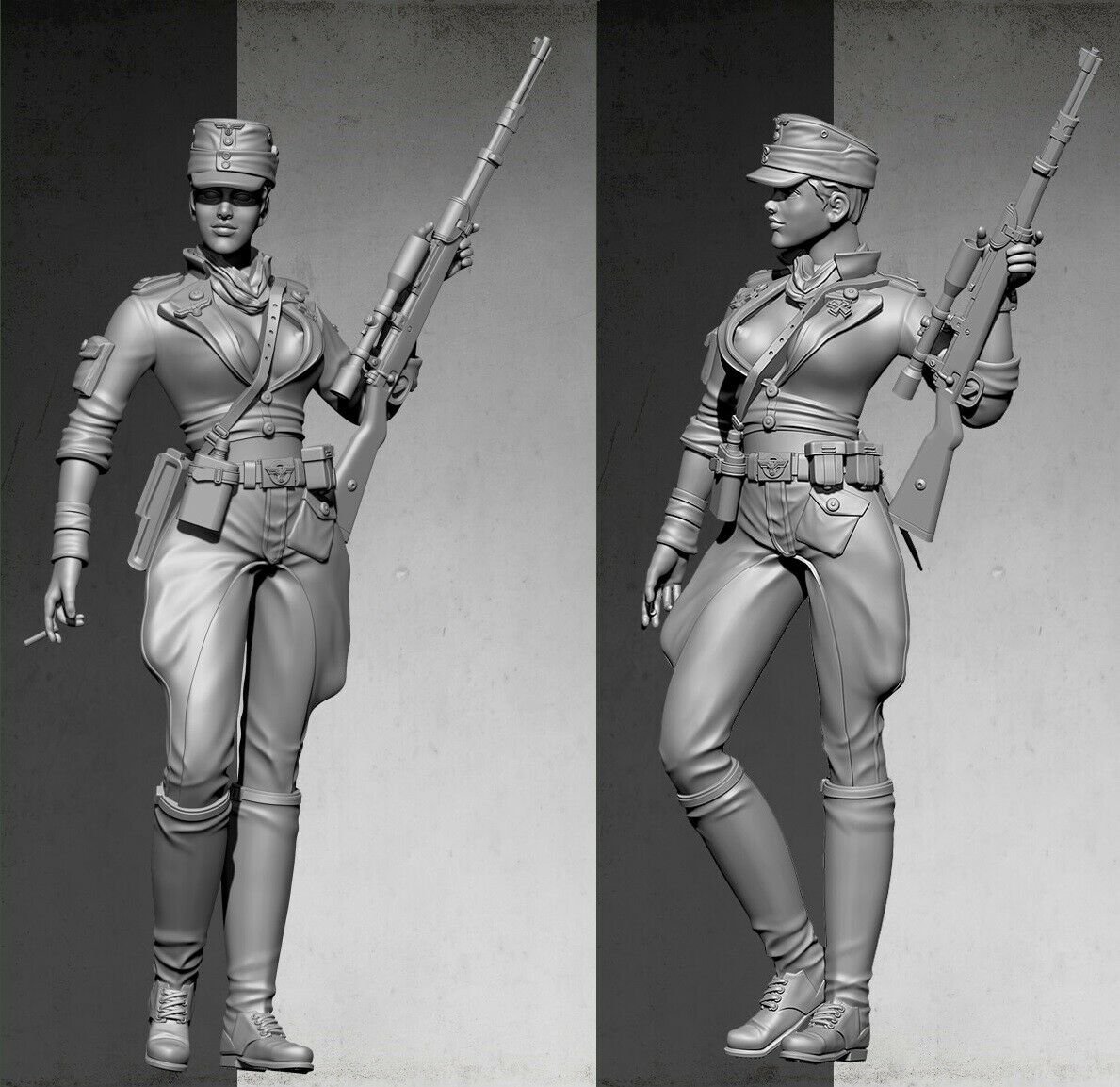 135 Resin Figure Model Kit German Sexy Female Sniper Beautiful Soldier Wwii 1165