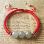 Lucky Burmese Jade Bracelet Handmade Red Rope Wax String 925 Sterling Silver