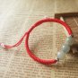 Lucky Burmese Jade Bracelet Handmade Red Rope Wax String 925 Sterling Silver