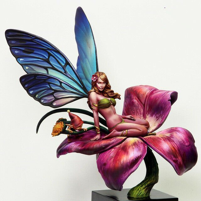 1/20 90mm Resin Figures Model Kit Sexy Girl Butterfly Fairy and Flower Unpainted