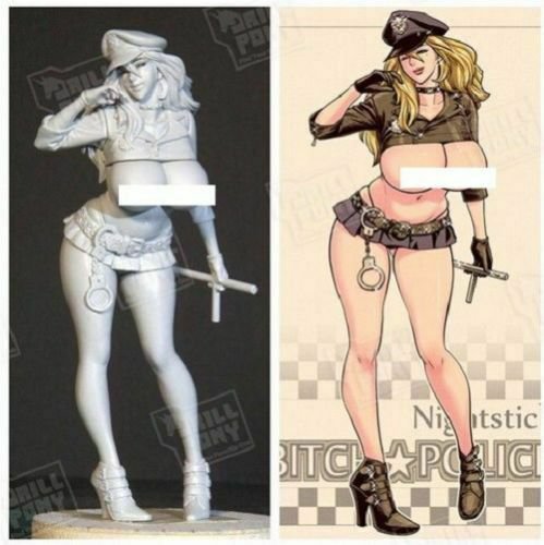 90mm Resin Figure Model Kit US Sexy POLICE Officer Beauty Unpainted Unassembled