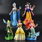 Disney Princess Ariel Belle Snow White Tinker Bell  5pcs/set Figure Doll 10-13cm