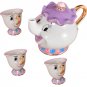 Beauty And The Beast Teapot Mug Of Mrs. Potts Chip Tea Pot Cup Disney Cartoons
