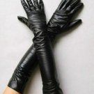Womens Fashion Long Leather Gloves Black Mittens Winter Leather Glove For Ladies