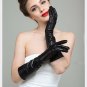 Womens Fashion Long Leather Gloves Black Mittens Winter Leather Glove For Ladies