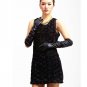 Womens Fashion Long Leather Gloves Black Mittens Winter Leather Glove For Ladies