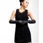 Womens Fashion Long Leather Gloves Black Mittens Winter Leather Glove For Ladies