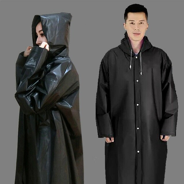 Waterproof Jacket Thick PVC Raincoat Women Men Rain Coat Hooded Poncho Rainwear