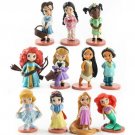 Disney Princess Collection Elsa Doll Toy Figures Merida Mermaid Tiana 11pcs/set