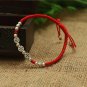 Ancient Coins Beads Bracelet 925 Sterling Silver Lucky Red Rope Amulet Bangle