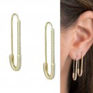 925 Sterling Silver Plated Earrings Sparkly Safety Pin Studs Women Ear Jewelry