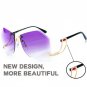 NEW Oversized Rimless Luxury Sunglasses Gradient Lens Vintage Women Fashion 2020