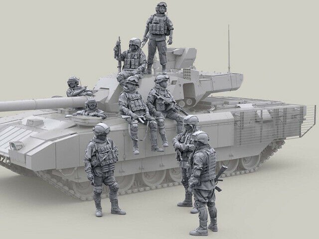 1/35 9pcs Resin Figure Model Kit Modern Russian Tank Crew Army Soldiers No Tank