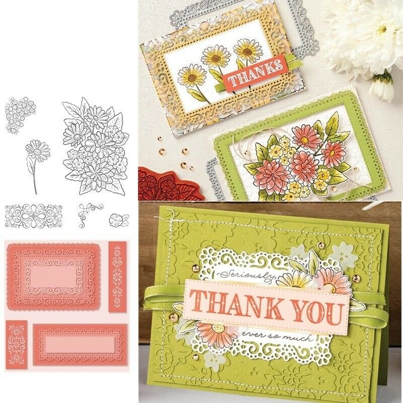 FLOWER LACE FRAME Metal Cutting Dies And Stamps Scrapbooking For DIY Photo Album