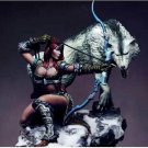 1/32 Resin Figure Model Kit Fantasy Beauty Female Archer And The Wolf Unpainted