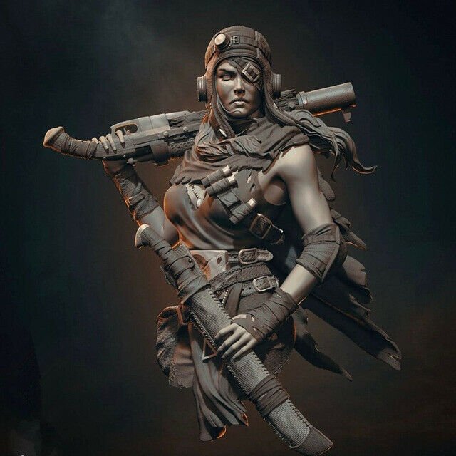 1/12 BUST Resin Figure Model Kit Road Girl Warrior Unpainted Unassambled