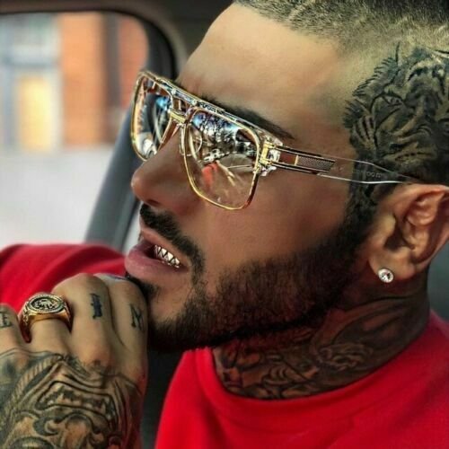 Designer Oversized Square Aviator Sunglasses Metal Bar Frame Men Fashion Glasses